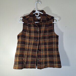 Vintage Christopher and Banks Plaid 70s style Vest size Medium